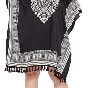 Plus Size Kaftan Dress Polyester African Dashiki Tassels Beach Resort Wear